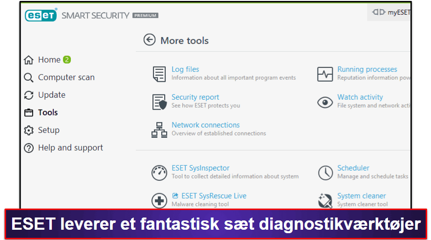 10. ESET Smart Security Premium – God malwarescanning og avanceret diagnostik