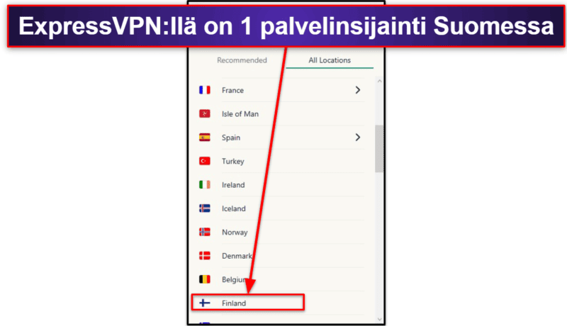🥇 1. ExpressVPN – Paras VPN suomalaisen IP-osoitteen saamiseen