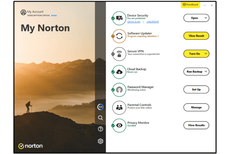 A Norton 360 felhasználói élmény &amp; a beállítások
