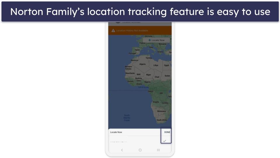 🥈2. Norton Family — Accurate 24/7 Location Tracking + Great Customization