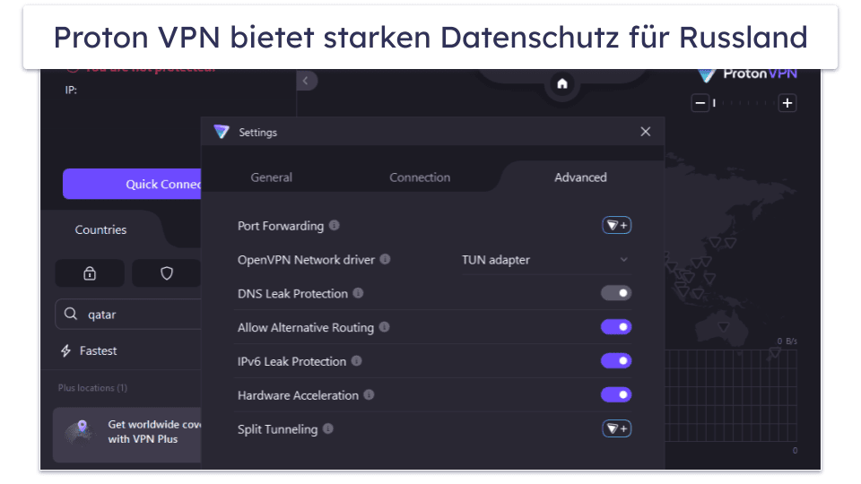 🥈2. Proton VPN: Bester kostenloser Plan für Russland mit unlimitiertem Datenvolumen