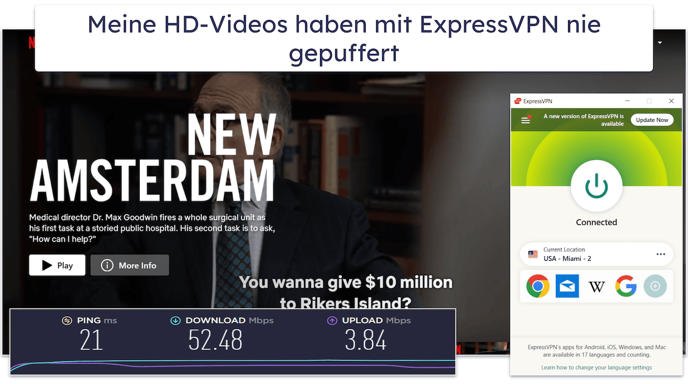 🥇1. ExpressVPN — Bestes VPN insgesamt für Streaming