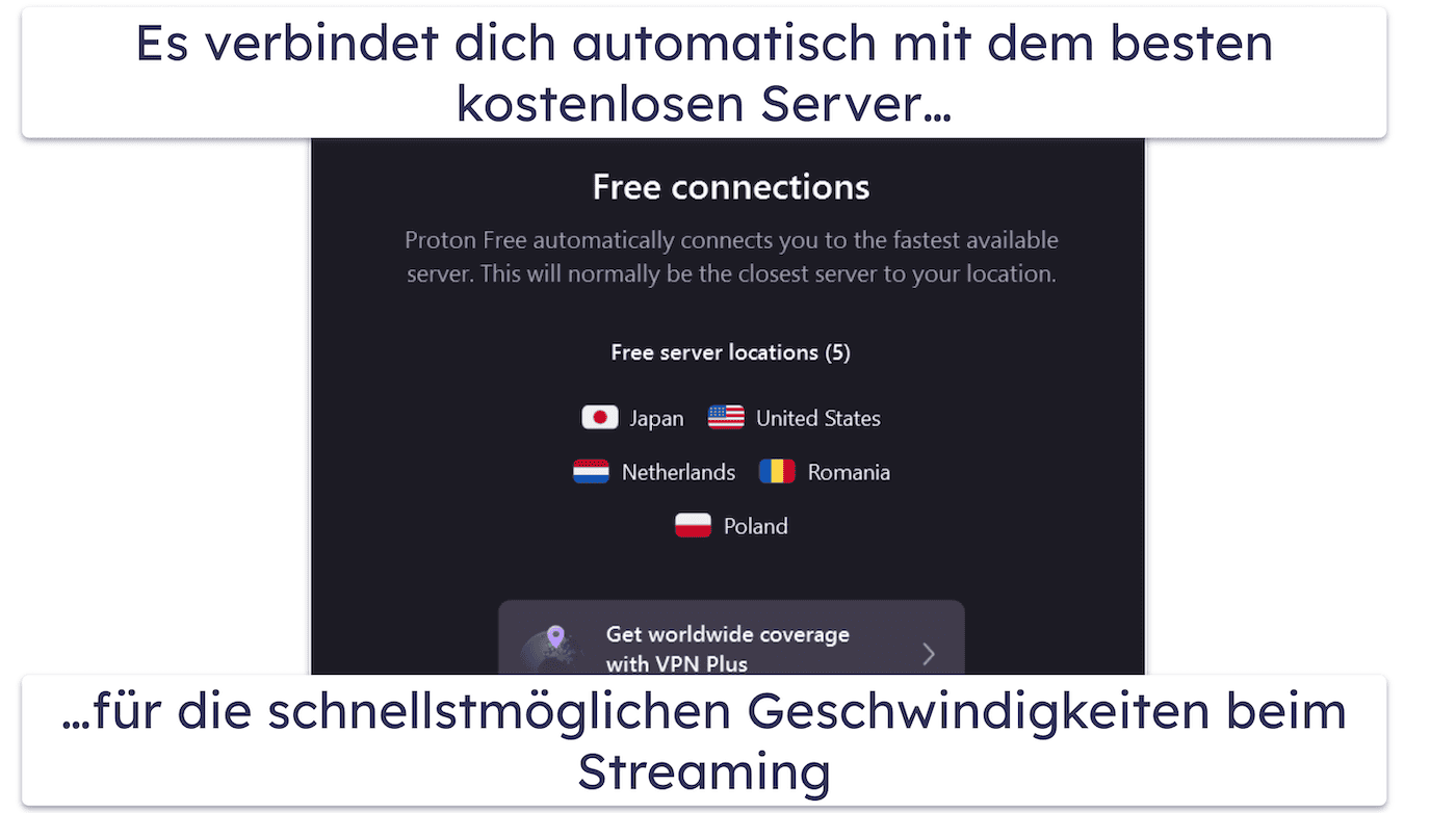 🥉3. Proton VPN — Datenschutzfreundlicher kostenloser Tarif mit unbegrenzten Daten fürs Streaming