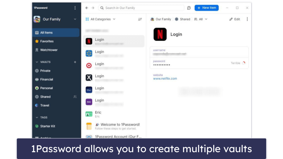 🥇1. 1Password — Feature-Rich With Intuitive Offline Mode