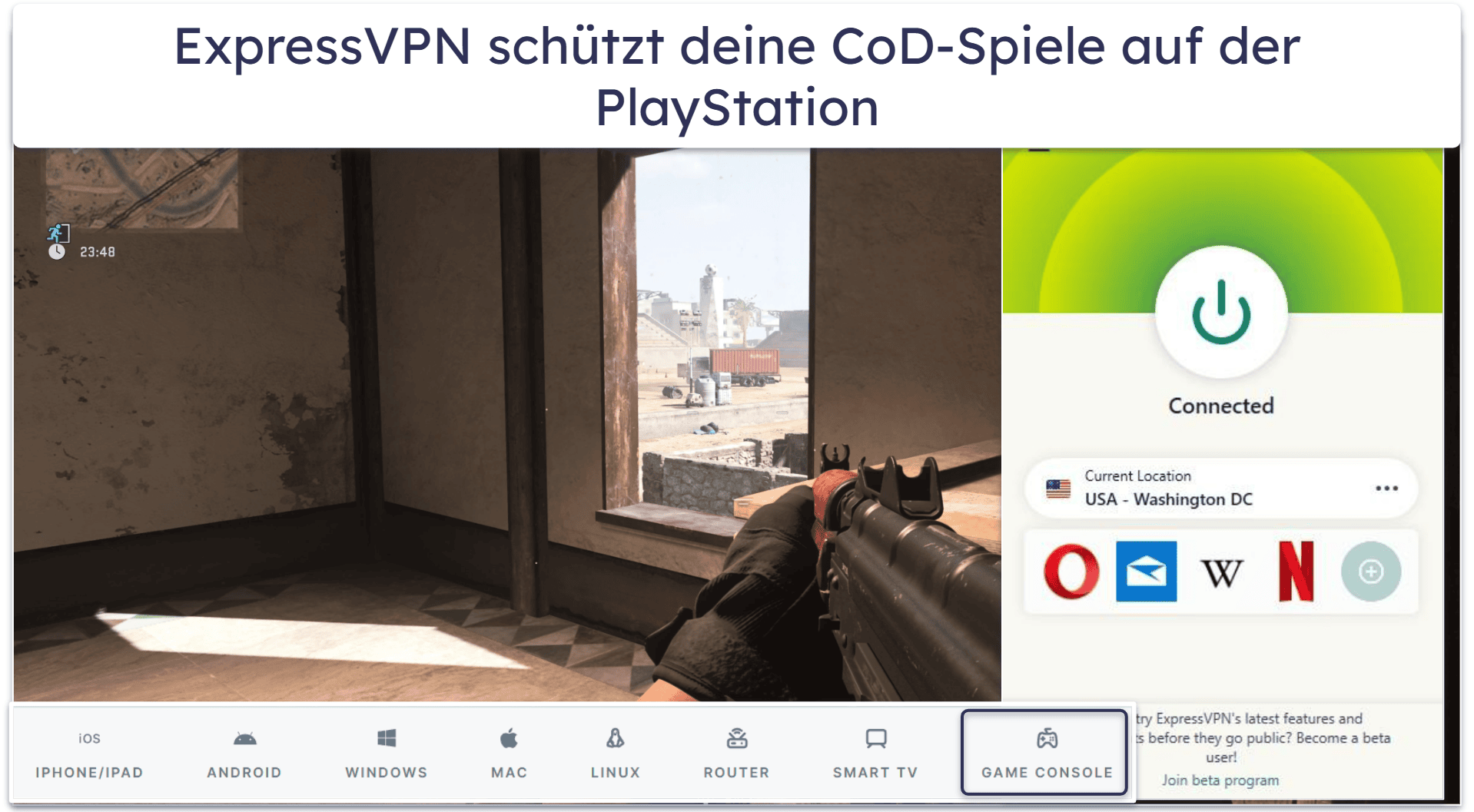 1. 🥇 ExpressVPN — Bestes VPN für Call of Duty: Warzone 2026
