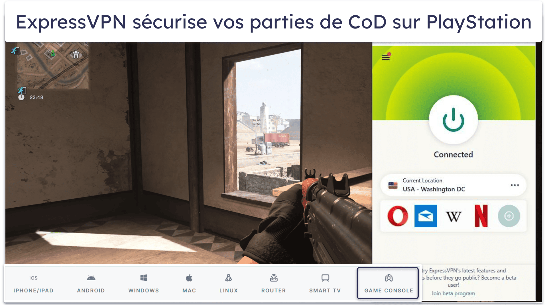 1. 🥇 ExpressVPN — Le meilleur VPN pour jouer à Call of Duty: Warzone en 2026