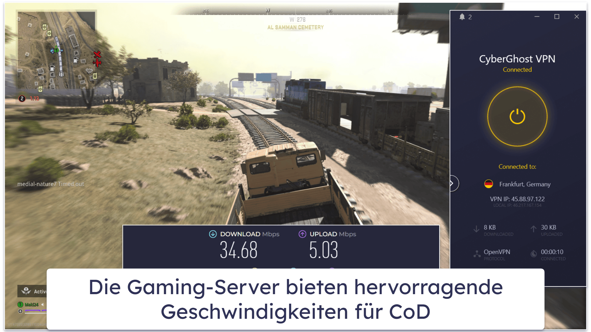 🥉3. CyberGhost VPN — Kommt mit für Gaming optimierten Servern