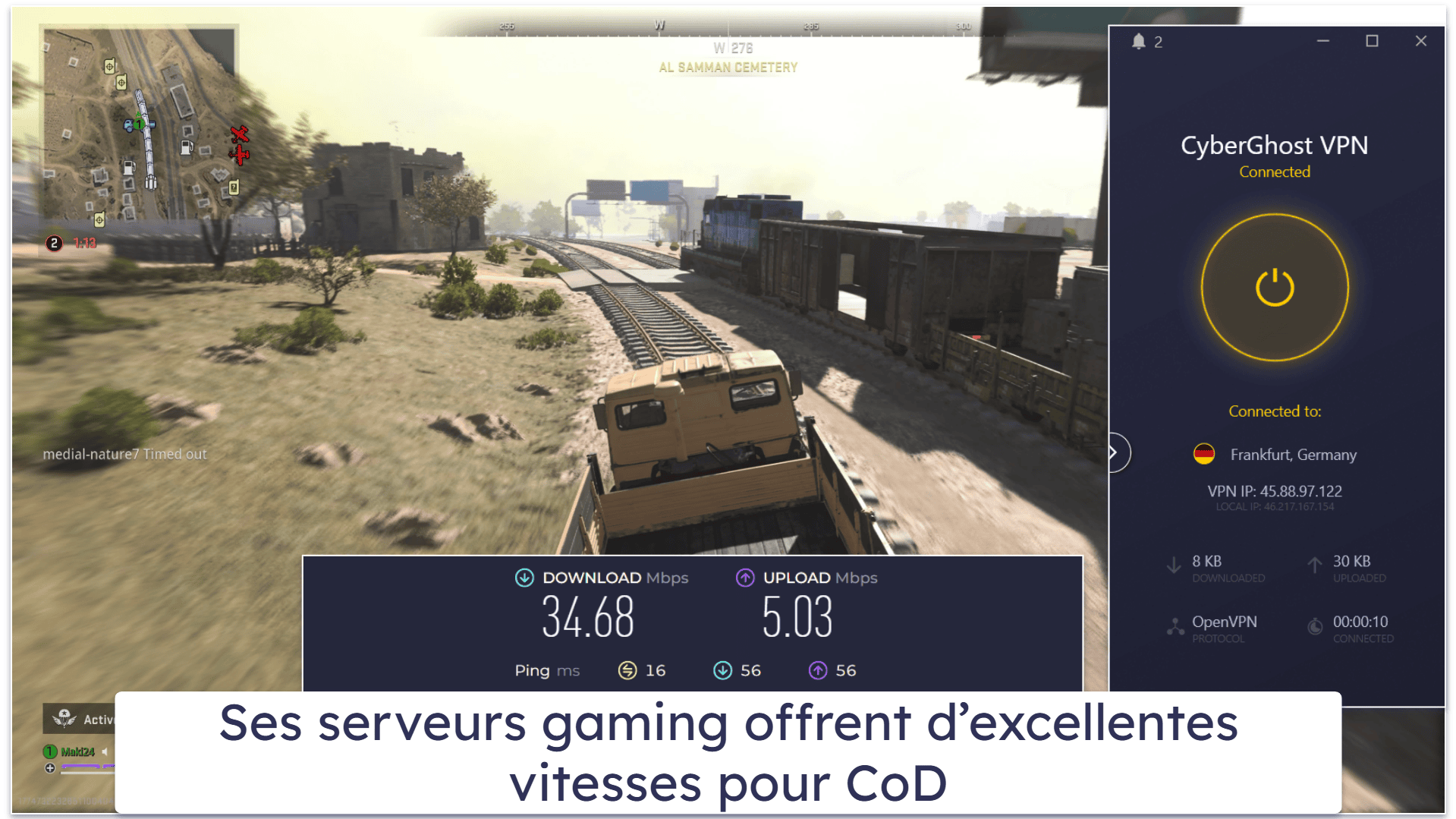 🥉3. CyberGhost VPN — possède des serveurs optimisé gaming