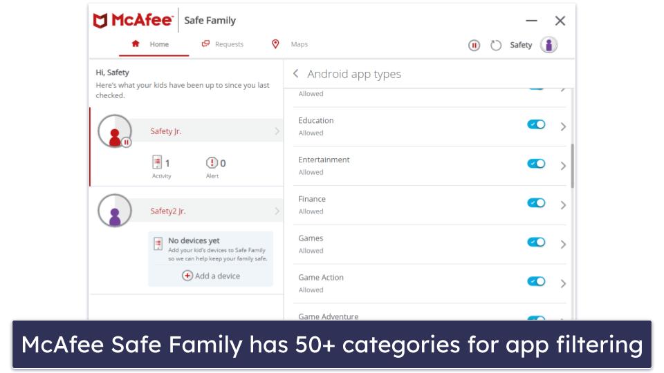 McAfee Safe Family Features — Most of the Essentials (But No Screen Time Limits)
