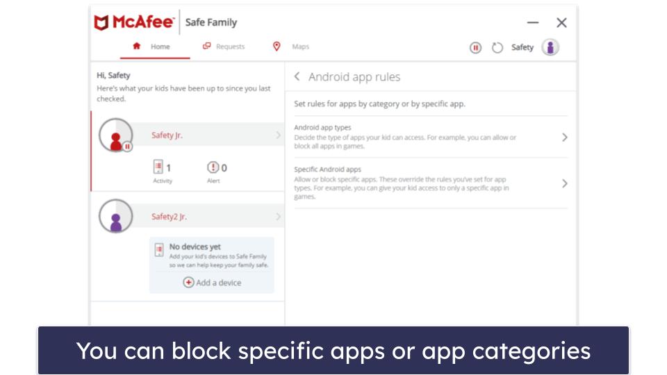 McAfee Safe Family Features — Most of the Essentials (But No Screen Time Limits)