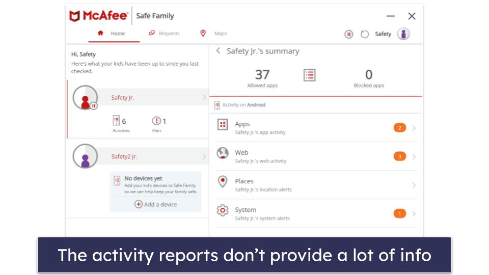 McAfee Safe Family Features — Most of the Essentials (But No Screen Time Limits)