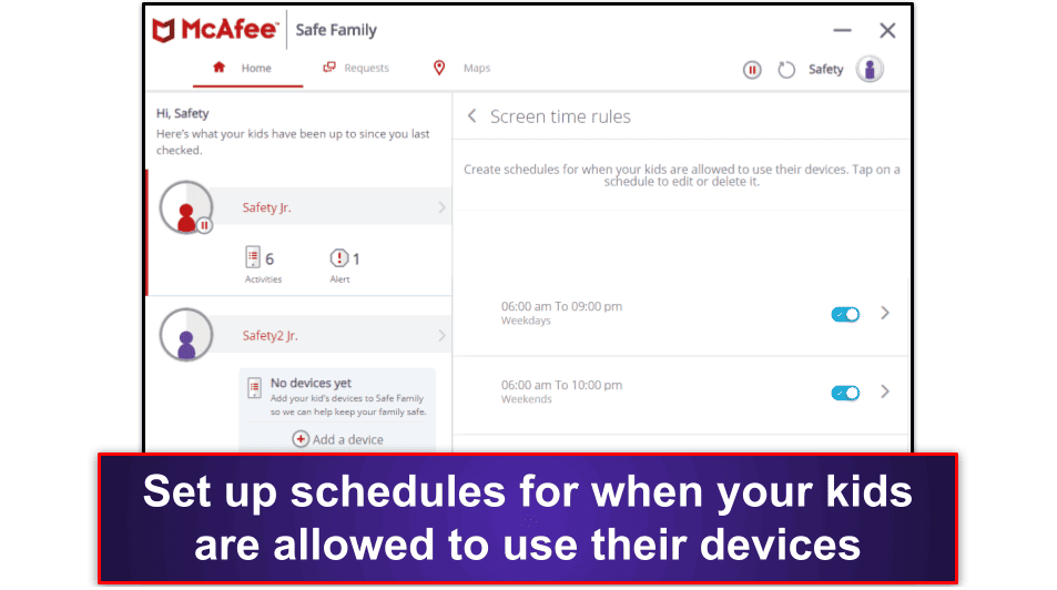 McAfee Safe Family Features