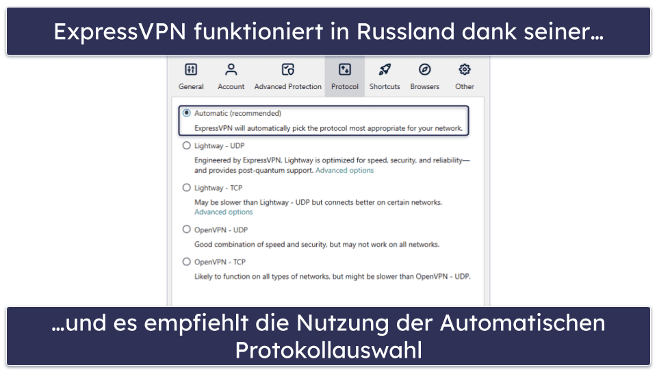 🥇1. ExpressVPN: Bestes VPN insgesamt für Russland 2026