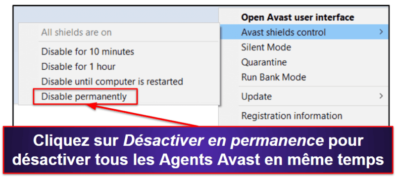 Comment désactiver complètement Avast