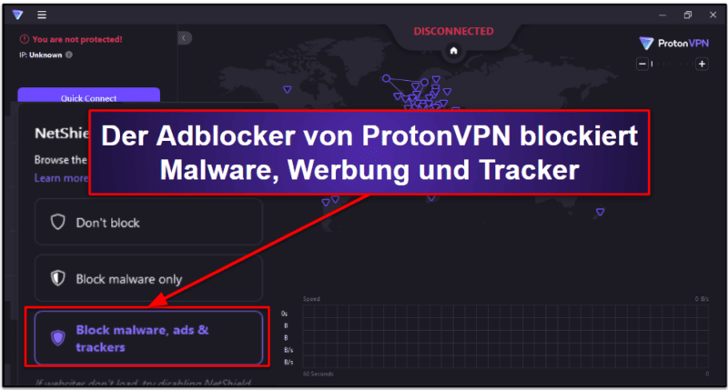 7. ProtonVPN — Adblocker, der auch Malware abfängt