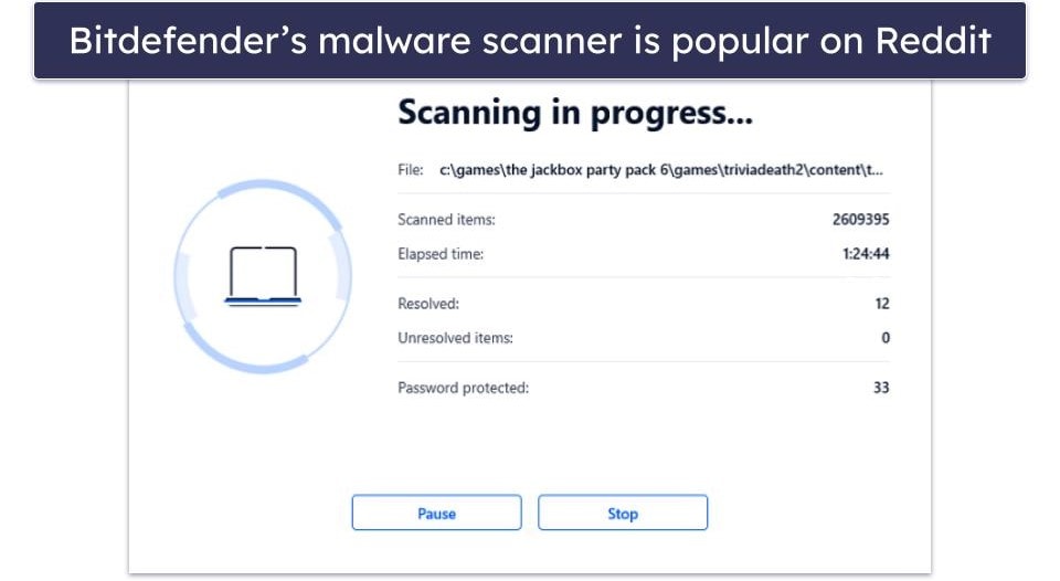 🥉3. Bitdefender — Lightweight Malware Scanner That Redditors Recommend