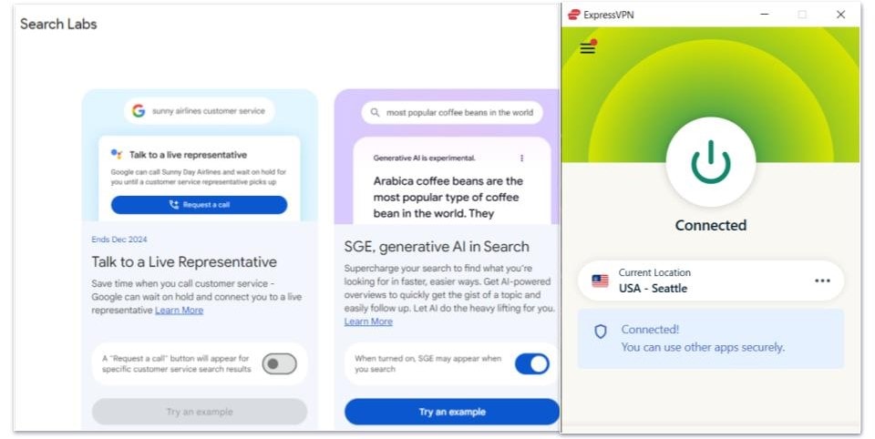 🥇1. ExpressVPN — Best VPN for Accessing Google Search Labs in 2024