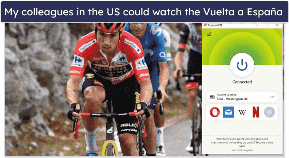 🥇1. ExpressVPN — Best VPN for Watching the Vuelta a España in 2024