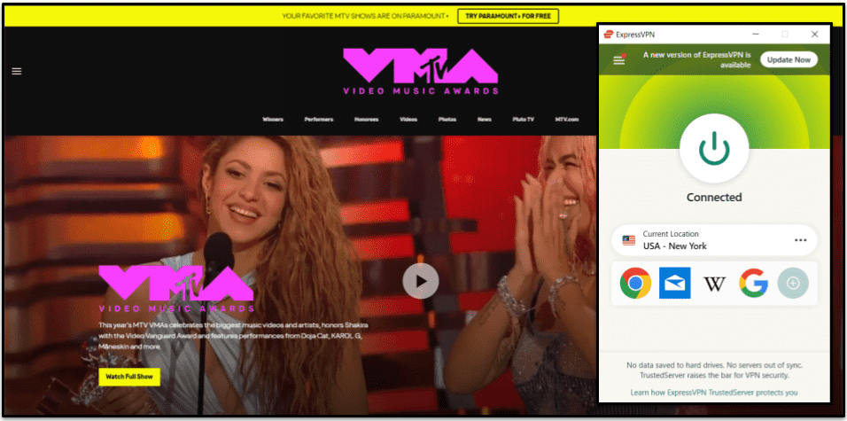 🥇1. ExpressVPN — Best VPN for Watching the MTV Video Music Awards in 2024