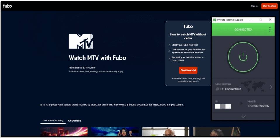 🥈2. Private Internet Access — Good VPN for Streaming the MTV Music Video Awards on Mobile