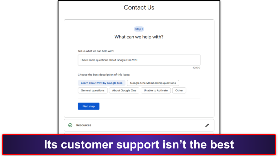 Google One VPN Customer Support