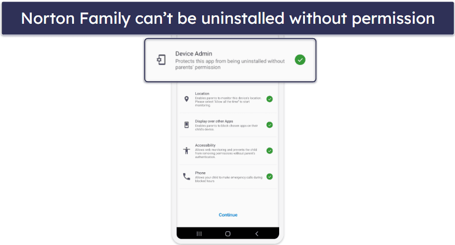 🥈2. Norton Family — Uninstall Protection + Bundled With Top Antivirus