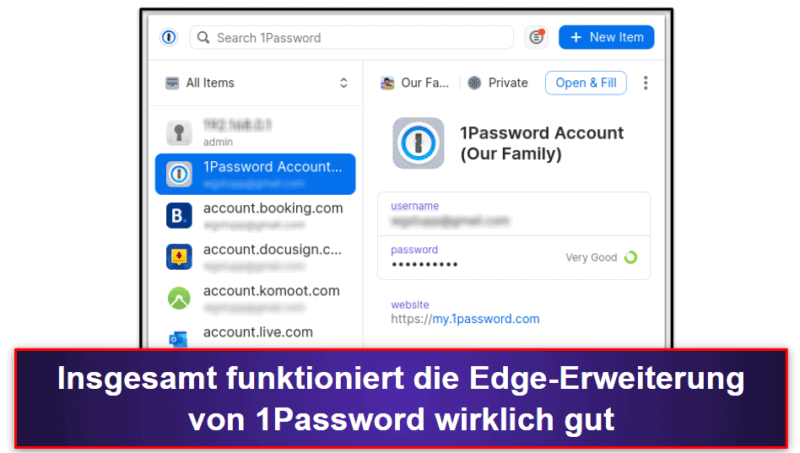 🥇1. 1Password — Bester Passwort-Manager für Edge insgesamt