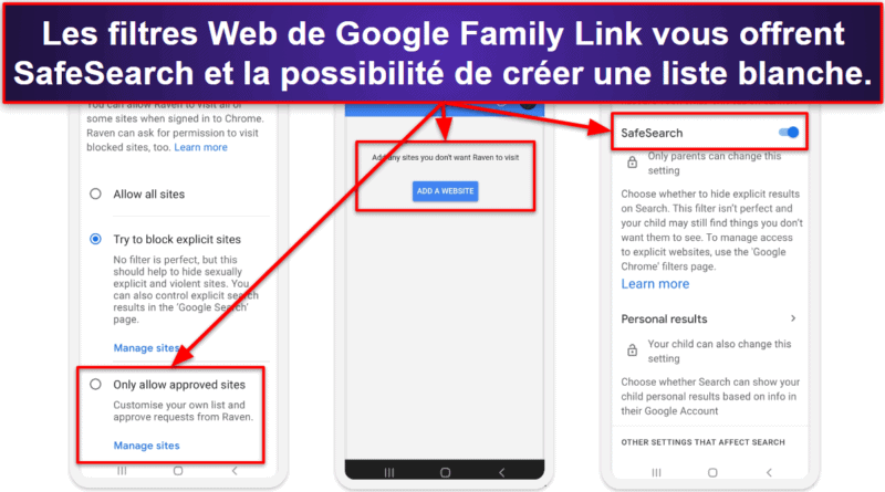 Caractéristiques de Google Family Link
