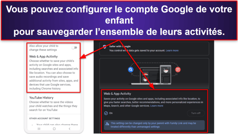 Caractéristiques de Google Family Link