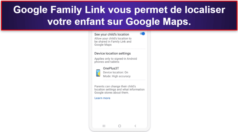 Caractéristiques de Google Family Link