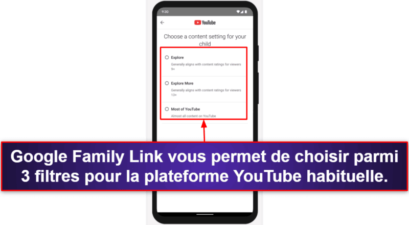 Caractéristiques de Google Family Link