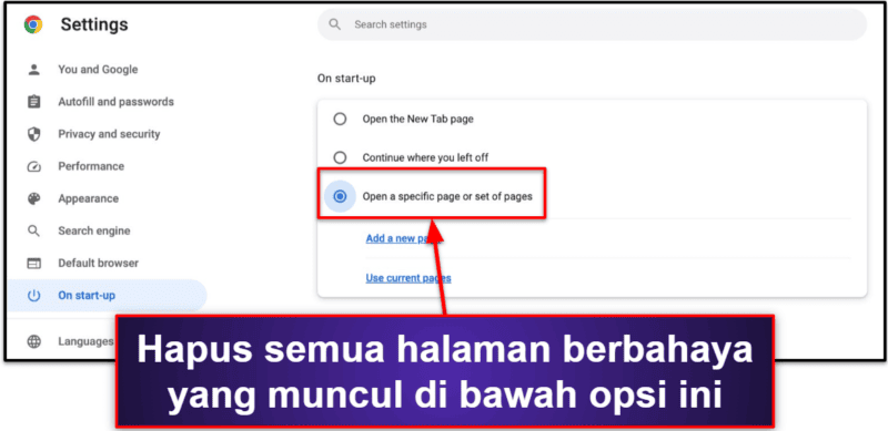 Langkah Pendahuluan: Hapus Ekstensi, Lalu Ganti Halaman Beranda dan Mesin Pencari Anda.