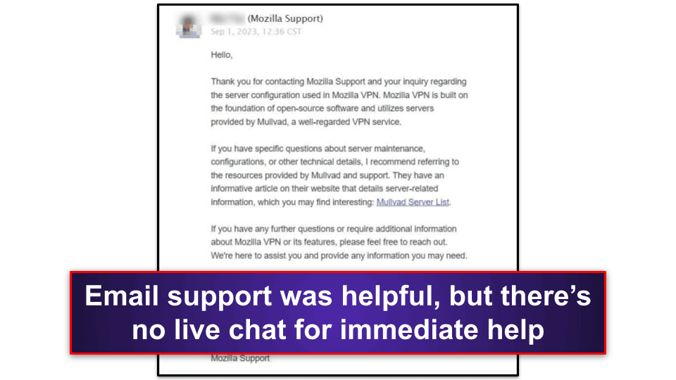 Mozilla VPN Customer Support