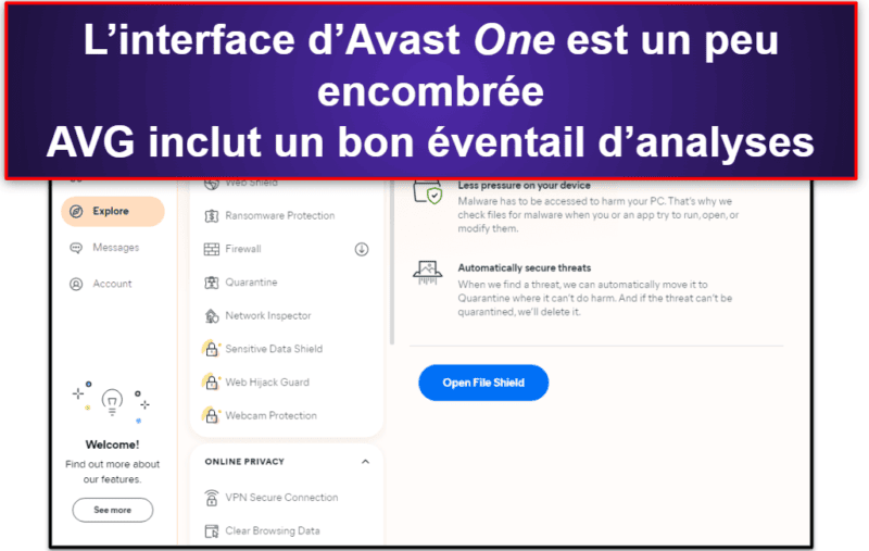 7. Avast One Essential : antivirus performant avec des outils intéressants de protection de la vie privée