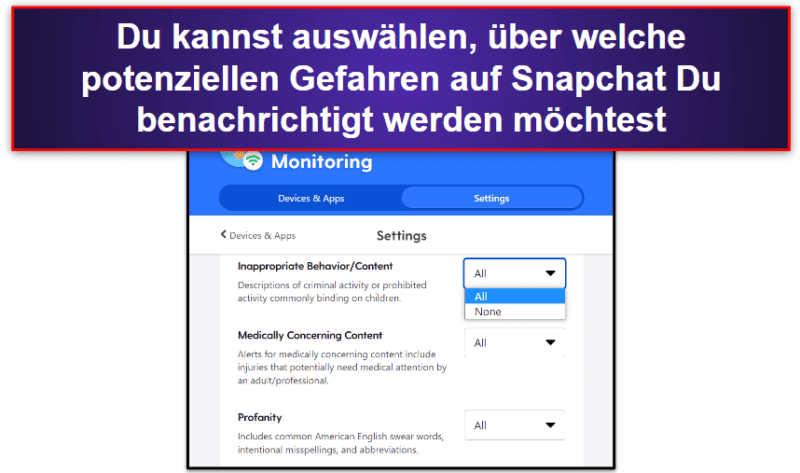 🥇1. Bark: Insgesamt beste Kindersicherung für Snapchat