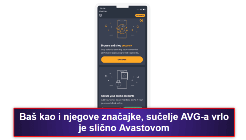 9. AVG Mobile Security za iPhone i iPad – Jednostavna aplikacija s upozorenjima o sigurnosnoj povredi podataka i zaštitom Wi-Fi mreže
