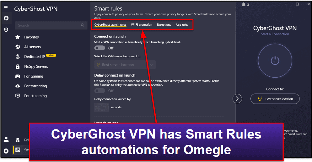 3. 🥉 CyberGhost VPN — Beginner-Friendly VPN for Omegle