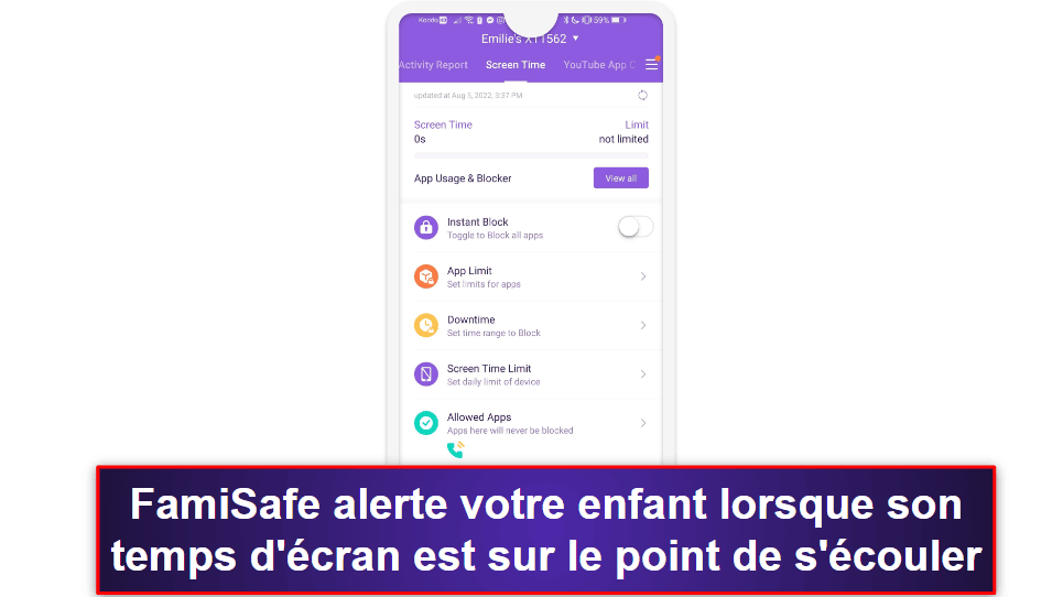 4. FamiSafe : Une application conviviale pour limiter le temps d’écran