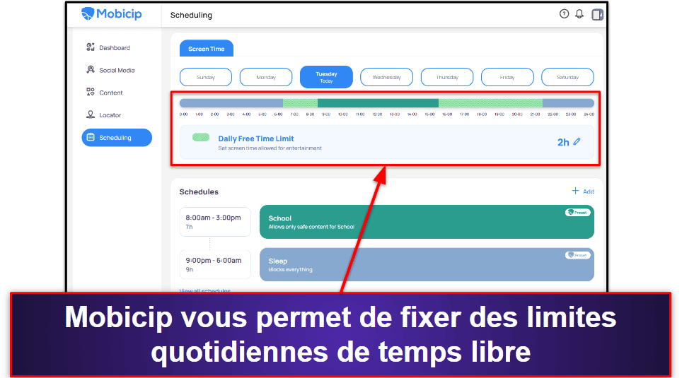 5. Mobicip: Idéal pour les limites de temps personnalisables