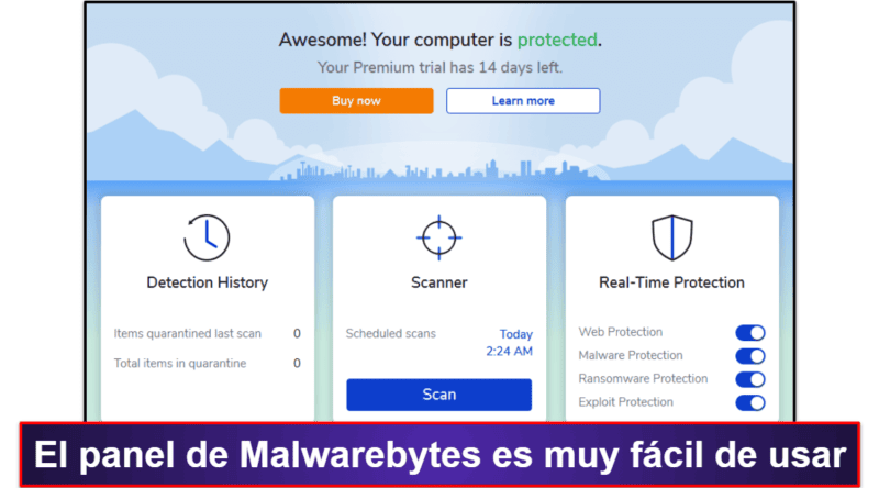 10. Malwarebytes: El mejor antivirus para obtener una protección básica