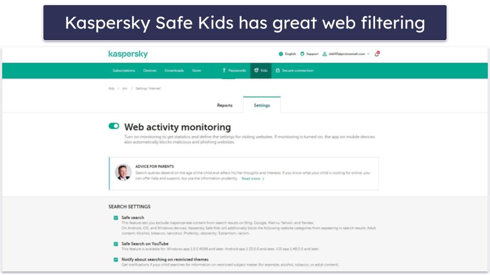 5. Kaspersky Safe Kids — Set Limits on Your Child’s Total Computer Time