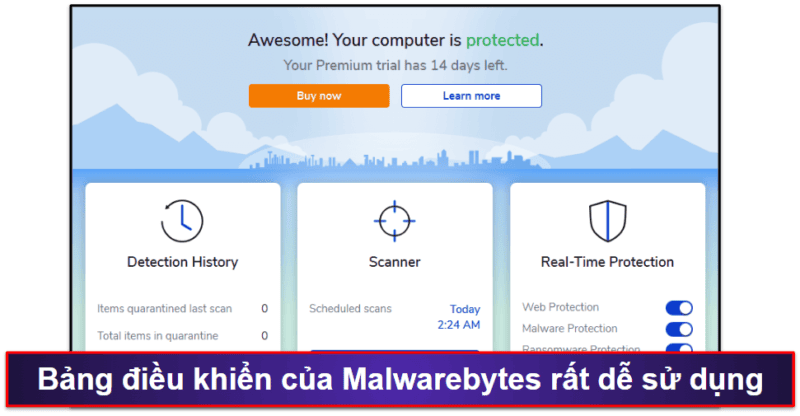 10. Malwarebytes — Tốt nhất về bảo vệ cơ bản