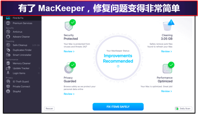 6. MacKeeper：直观明了的安全管理功能