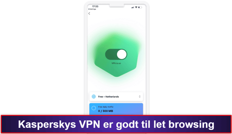8. Kaspersky Antivirus &amp; VPN – VPN, adgangskodeadministrator og sikkerhedsbrudsscanning