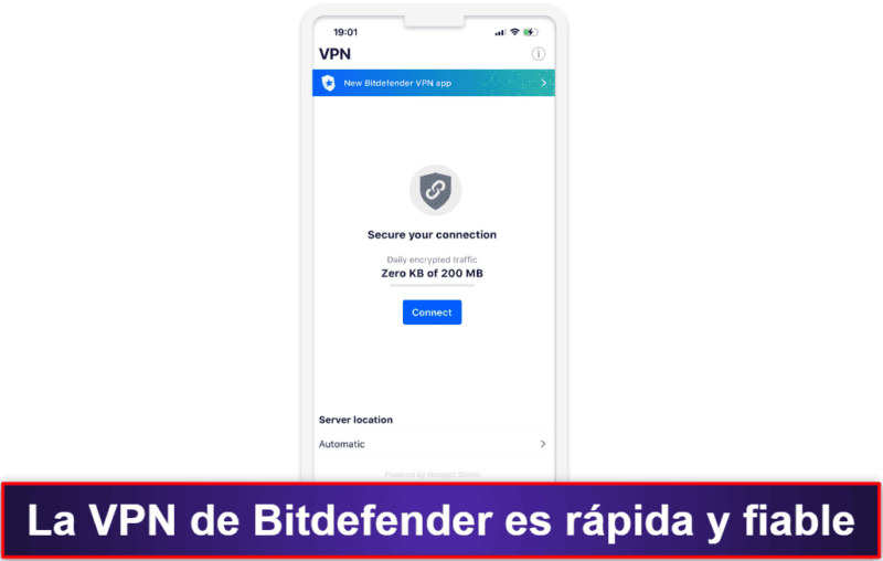 4. Bitdefender Mobile Security: buena protección web y correcta VPN gratuita.