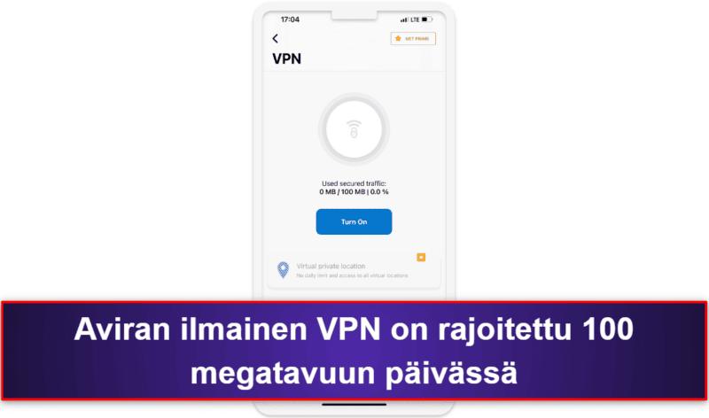 7. Avira Free Mobile Security for iOS – Hyvät iOS-yksityisyysominaisuudet ja VPN