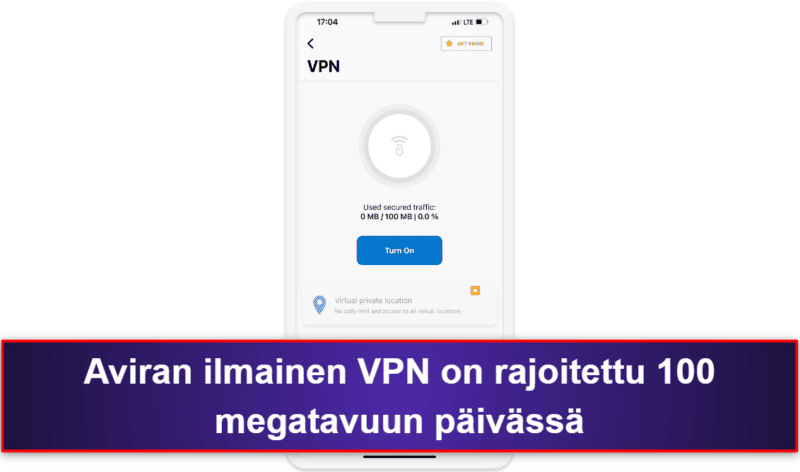 7. Avira Free Mobile Security for iOS – Hyvät iOS-yksityisyysominaisuudet ja VPN