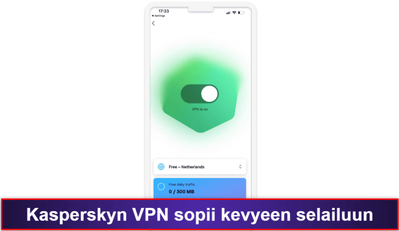 8. Kaspersky Antivirus & VPN – VPN, salasanaohjelma ja tietomurtojen seuranta