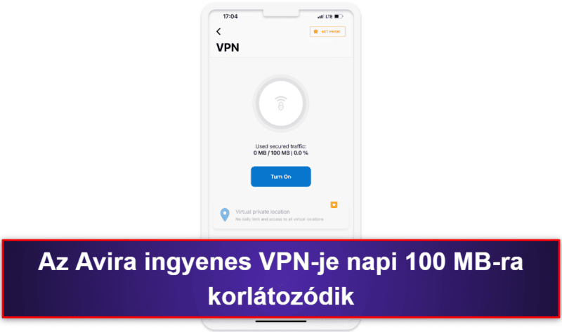 7. Avira Free Mobile Security iOS-re — Kiváló iOS adatvédelmi funkciók + VPN