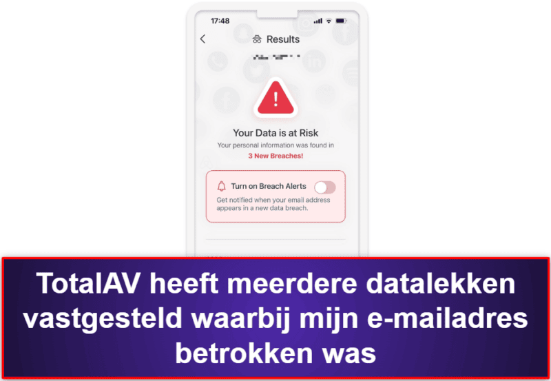 2.🥈 TotalAV Mobile Security — Gebruiksvriendelijke iOS-app met datalekscanner